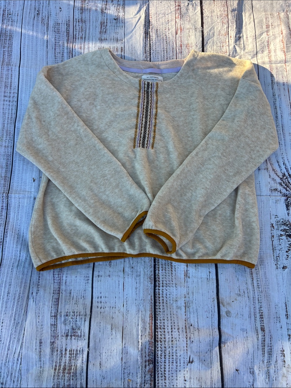 REI Cooperative Women's Oatmeal Embroidered Sweatshirt Pullover Sz  Large